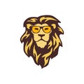 handsome lion with glasses logo icon cartoon Royalty Free Stock Photo