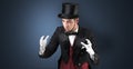 Magician holds something invisible Royalty Free Stock Photo