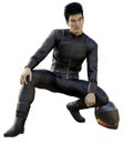 Handsome Male Asian Biker 3D Render