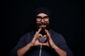 Handsome male big beard in glasses and hat Royalty Free Stock Photo