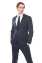 Handsome male fashion model in black business suit Royalty Free Stock Photo