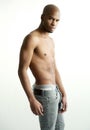 Handsome male fashion model with no shirt Royalty Free Stock Photo