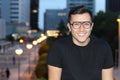 Handsome male with glasses with copy space Royalty Free Stock Photo