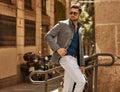 Handsome male model in fashionable clothes Royalty Free Stock Photo