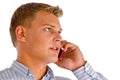 Handsome male talking on cell phone Royalty Free Stock Photo