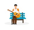 Handsome Man with Acoustic Guitar Illustration Royalty Free Stock Photo