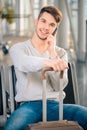 Handsome man in the airport Royalty Free Stock Photo