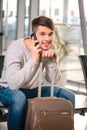 Handsome man in the airport Royalty Free Stock Photo