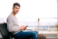 Handsome man in the airport Royalty Free Stock Photo
