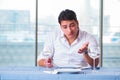 The handsome man alone in restaraunt on date Royalty Free Stock Photo