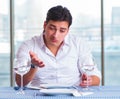 Handsome man alone in restaraunt on date Royalty Free Stock Photo
