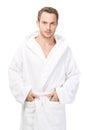 Handsome man in bathrobe Royalty Free Stock Photo