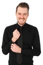 Handsome man in black shirt and tie Royalty Free Stock Photo