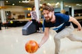 Handsome man bowling Royalty Free Stock Photo