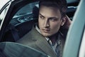 Handsome man in car Royalty Free Stock Photo