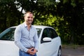 Handsome man with car Royalty Free Stock Photo