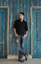 Handsome man casually leaning Royalty Free Stock Photo