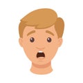 Handsome Man Character with Shocked Face Gasping Demonstrating Emotion Vector Illustration