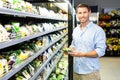 Handsome man doing grocery shopping Royalty Free Stock Photo