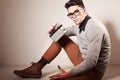 Handsome man dressed casual wearing glasses Royalty Free Stock Photo