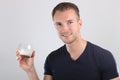 Handsome man drinking milk Royalty Free Stock Photo