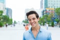 Handsome man face smile outdoor city street Royalty Free Stock Photo