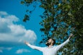 Handsome man with flowers in beard Royalty Free Stock Photo