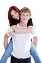 Handsome man giving a piggyback ride. Royalty Free Stock Photo