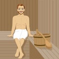 Handsome man having sauna bath in steam room Royalty Free Stock Photo