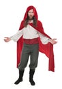 Handsome man in historical pirate costume and cloak isolated