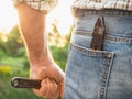 Handsome man holding tools in his hands Royalty Free Stock Photo