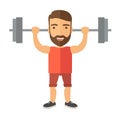 Handsome man lifting a barbell Royalty Free Stock Photo