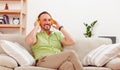 Handsome man listening to music at home Royalty Free Stock Photo