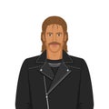 Handsome man with mullet hairstyle in biker jacket Royalty Free Stock Photo