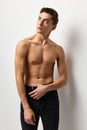 Handsome man nude inflated torso attractive look posing model