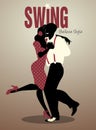 Handsome man and pin-up girl dancing swing Balboa style