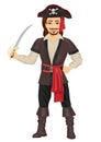 Handsome man in pirate costume holding sword