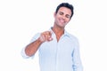 Handsome man pointing something with his finger Royalty Free Stock Photo