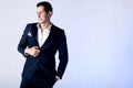 Handsome man posing in suit. Royalty Free Stock Photo
