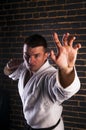 Handsome man practicing Brazilian jiu-jitsu Royalty Free Stock Photo