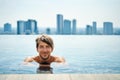 Handsome man relax in swimming pool Royalty Free Stock Photo