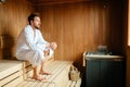 Handsome man relaxing in sauna Royalty Free Stock Photo