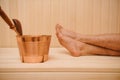 Handsome man relaxing in sauna and staying healthy Royalty Free Stock Photo