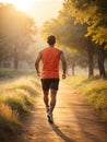 Athlete man running at sunrise