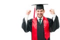 Handsome man screaming with happiness while graduating Royalty Free Stock Photo