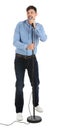 Handsome man singing in microphone Royalty Free Stock Photo
