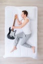 Handsome man sleeping with guitar Royalty Free Stock Photo