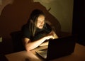 Handsome man is smocking cigarettes in front of his computer Royalty Free Stock Photo