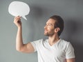 Handsome man with speech bubble Royalty Free Stock Photo