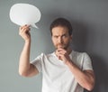 Handsome man with speech bubble Royalty Free Stock Photo